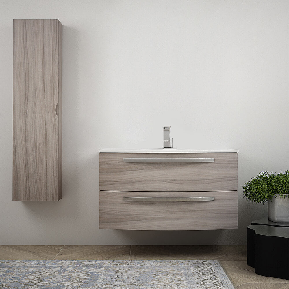 Mobile bagno 100 cm moderno sospeso curvo Larice modello Berlino Arcshop