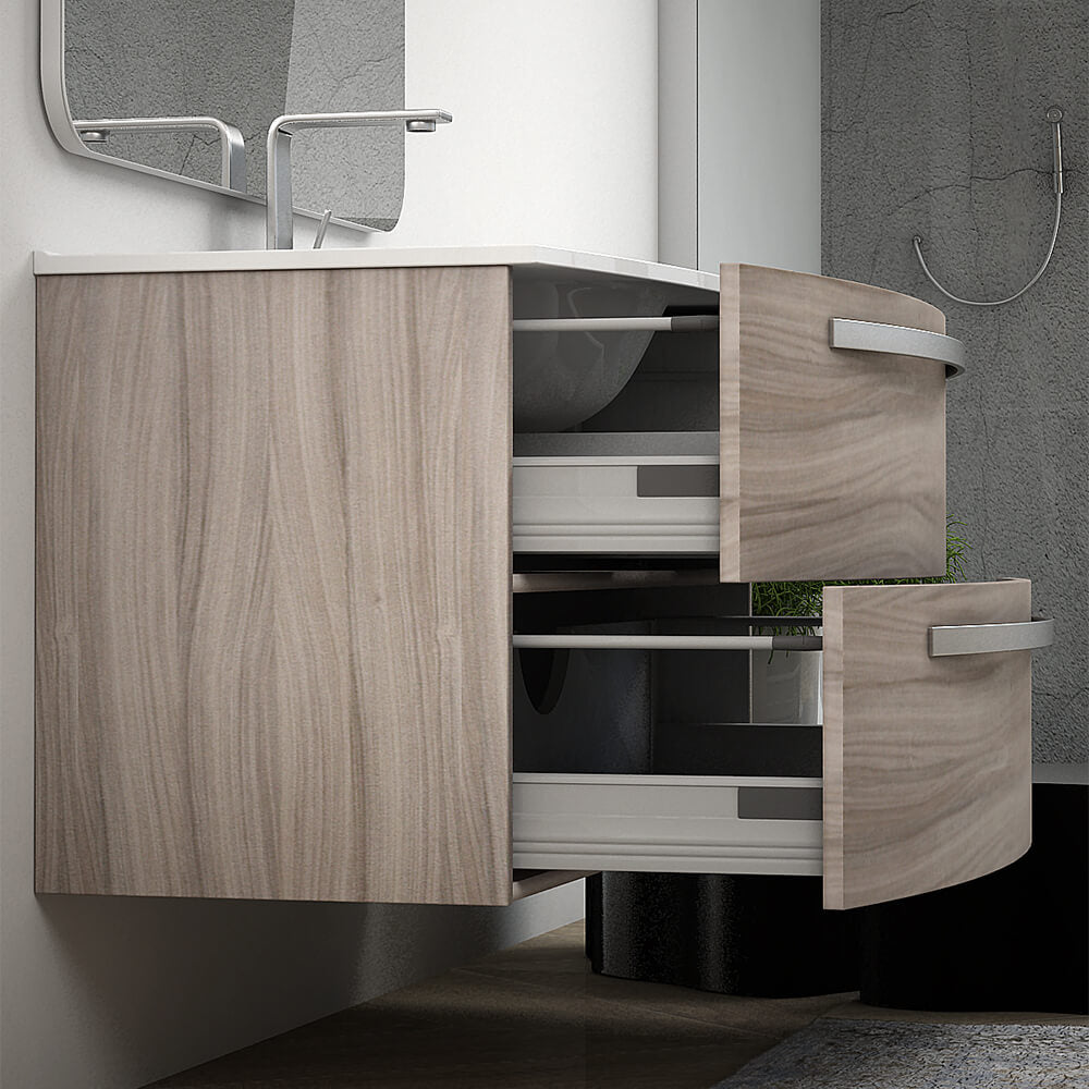 Mobile bagno 100 cm moderno sospeso curvo Larice modello Berlino Arcshop