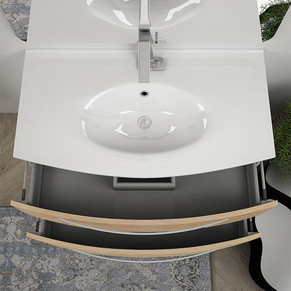 Mobile bagno Rovere tabacco 100 cm sospeso bombato modello Berlino Arcshop
