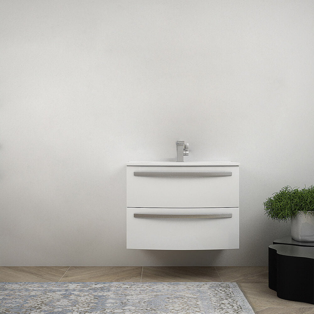 Mobile bagno sospeso 75 cm design tondo bianco lucido - Berlino Arcshop