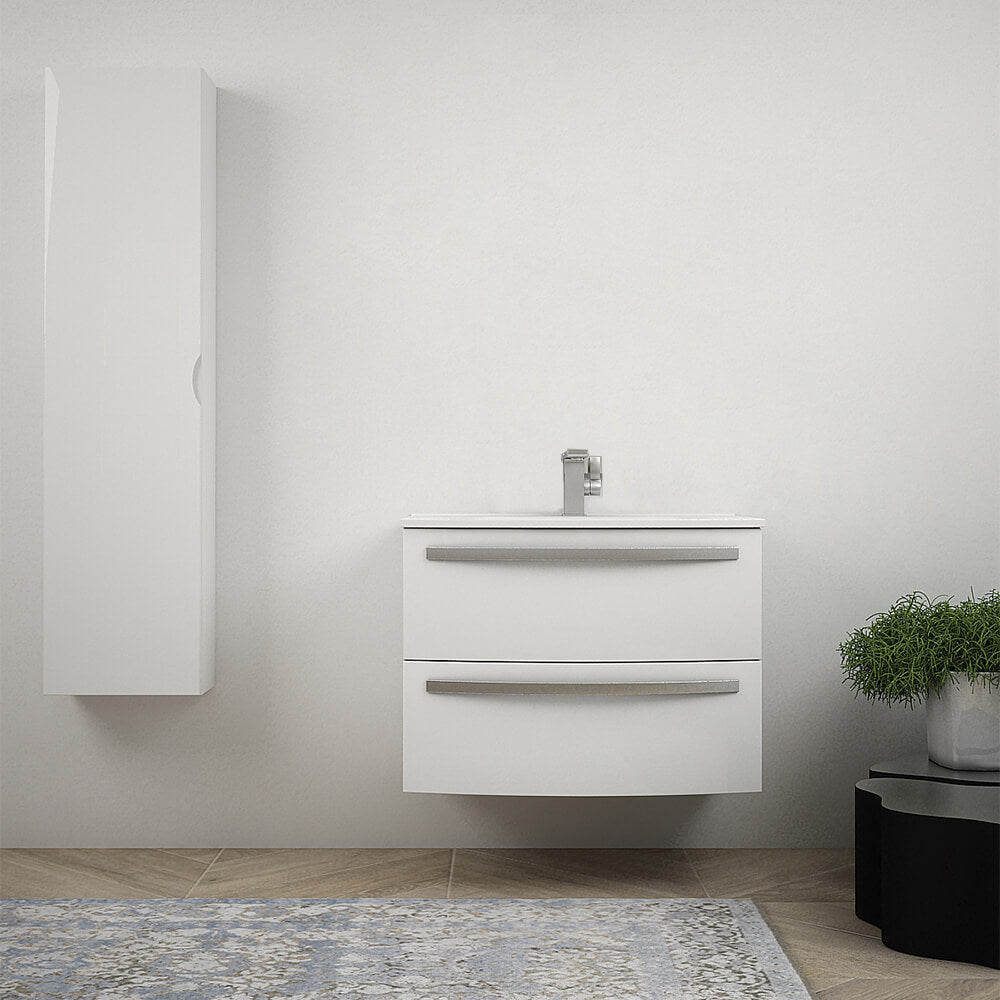 Mobile bagno sospeso 75 cm design tondo bianco lucido - Berlino Arcshop