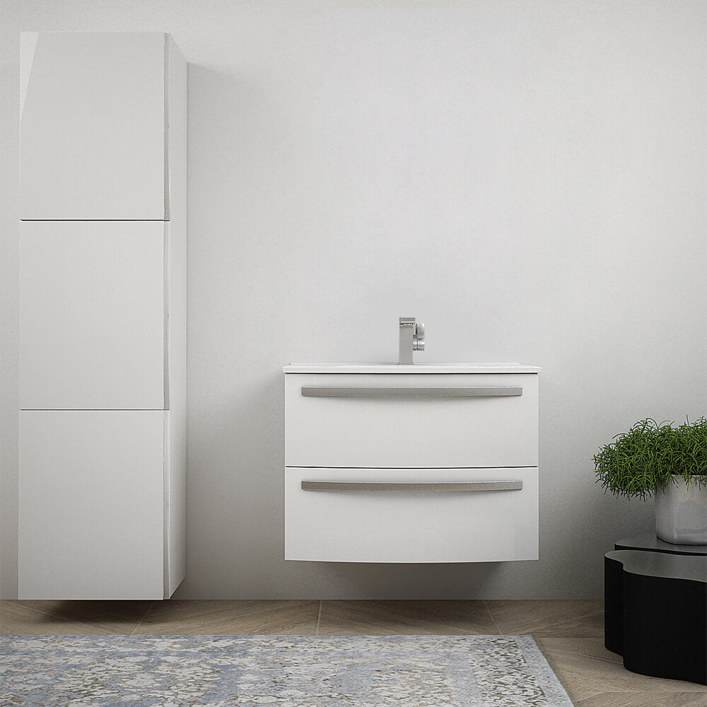 Mobile bagno sospeso 75 cm design tondo bianco lucido - Berlino Arcshop