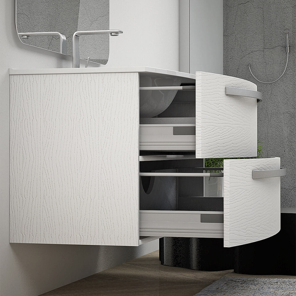 Mobile per bagno 75 cm tondo bianco frassino sospeso - Berlino Arcshop