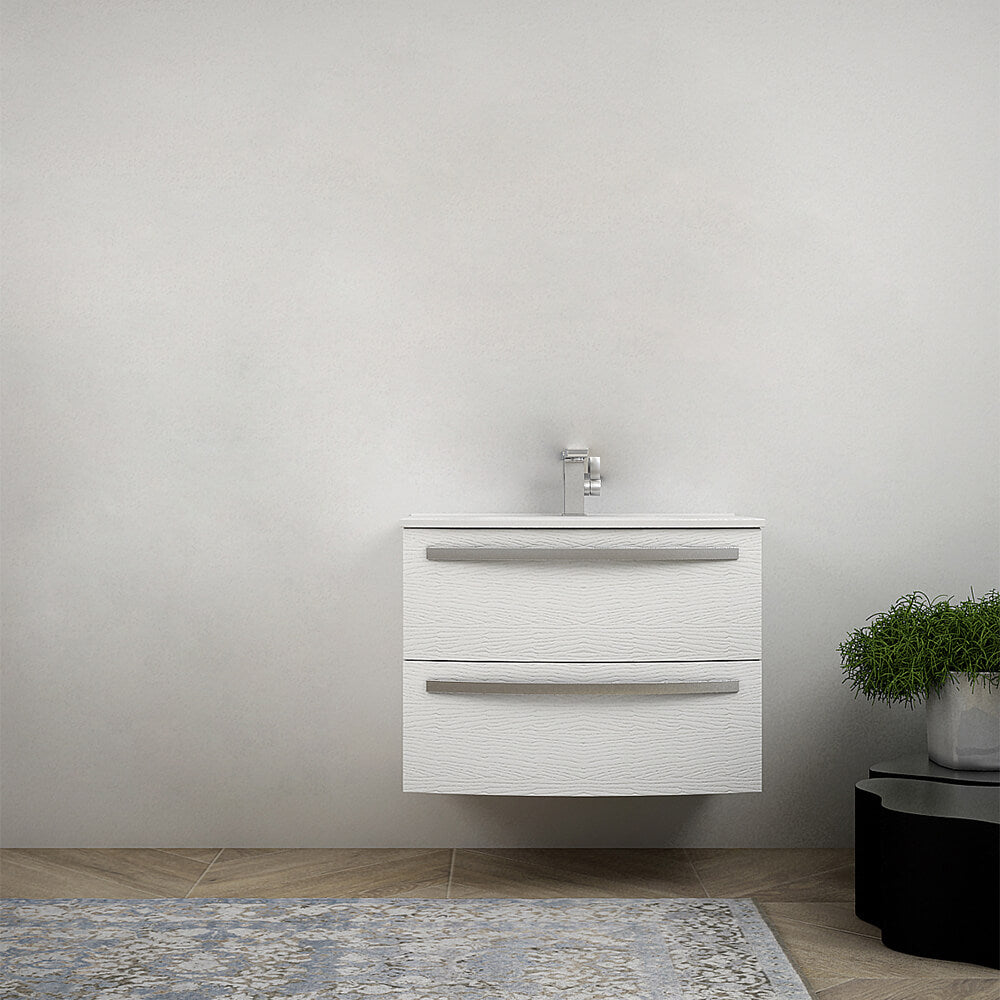 Mobile per bagno 75 cm tondo bianco frassino sospeso - Berlino Arcshop