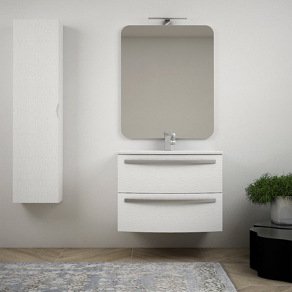 Mobile per bagno 75 cm tondo bianco frassino sospeso - Berlino Arcshop