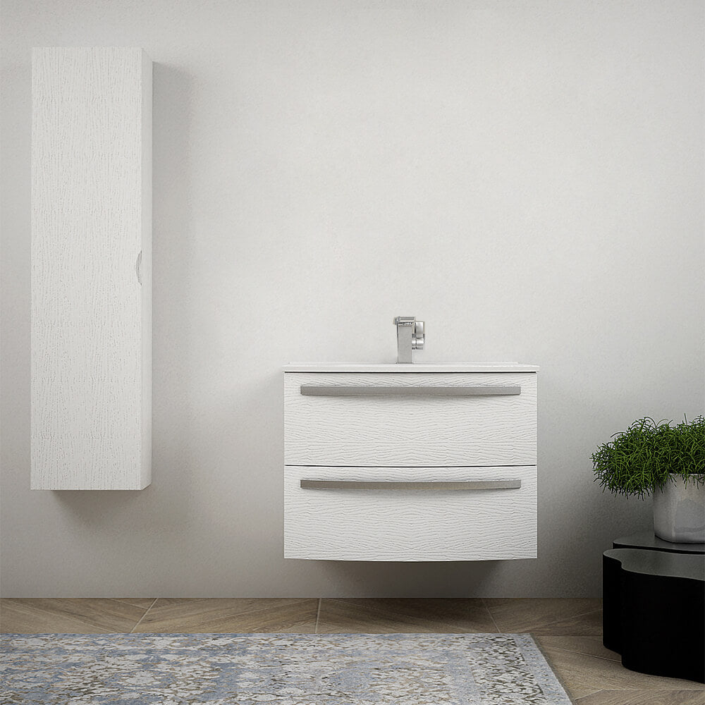 Mobile per bagno 75 cm tondo bianco frassino sospeso - Berlino Arcshop