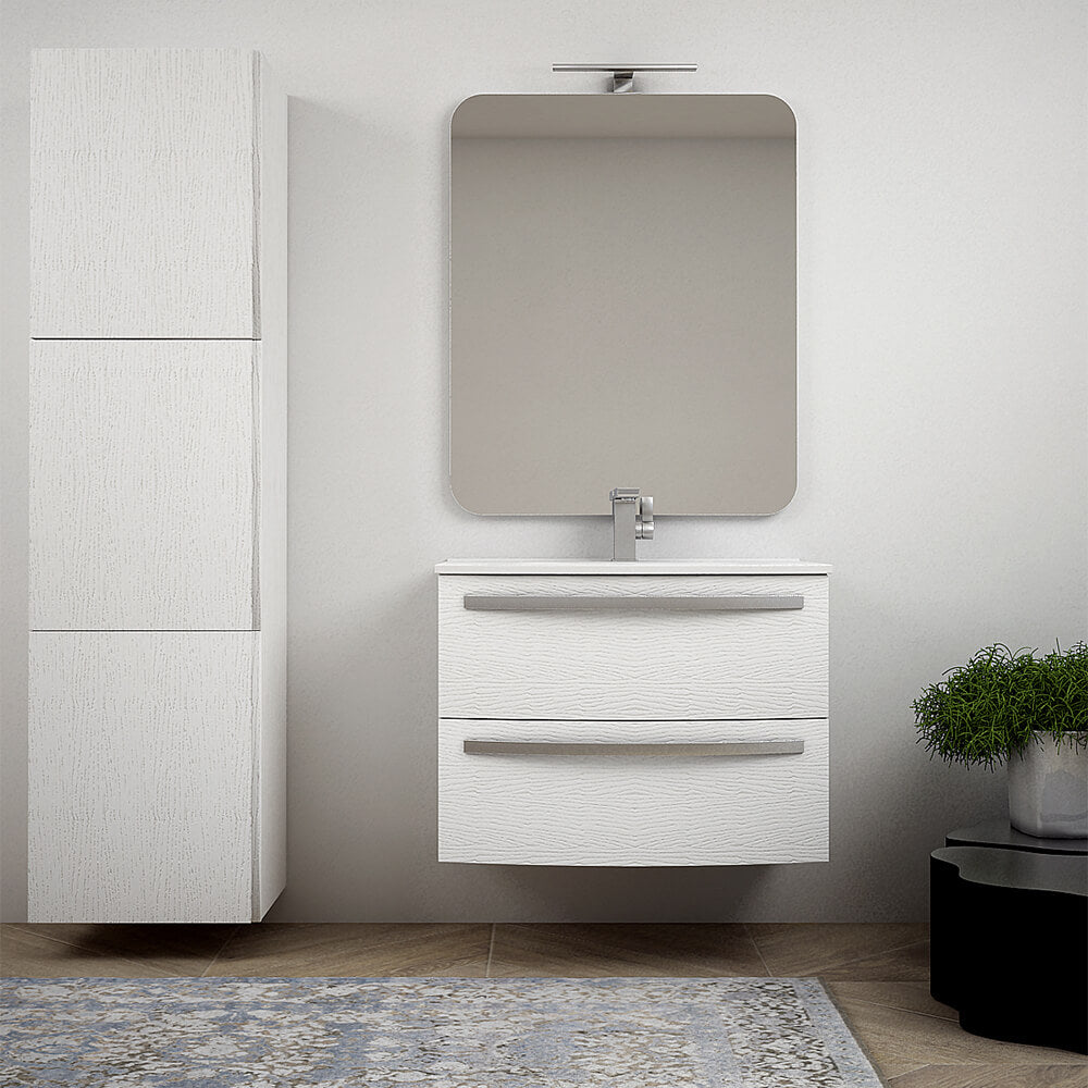 Mobile per bagno 75 cm tondo bianco frassino sospeso - Berlino Arcshop