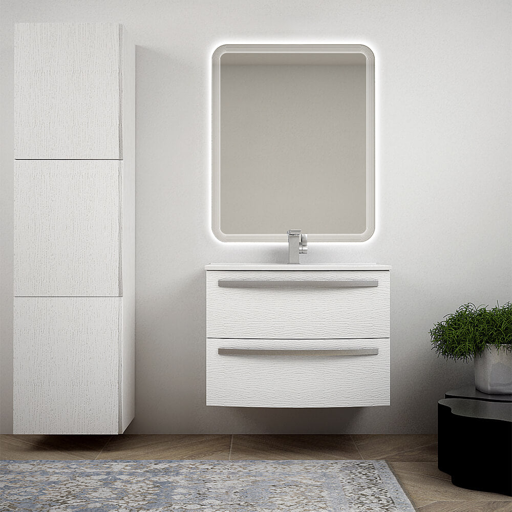 Mobile per bagno 75 cm tondo bianco frassino sospeso - Berlino Arcshop