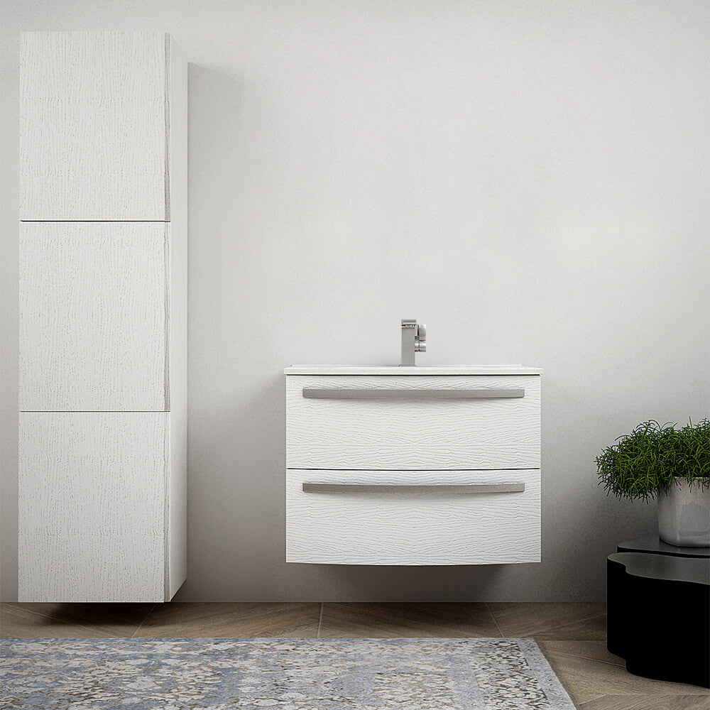 Mobile per bagno 75 cm tondo bianco frassino sospeso - Berlino Arcshop