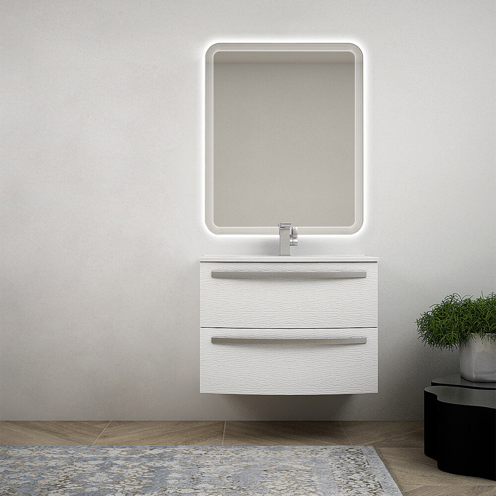 Mobile per bagno 75 cm tondo bianco frassino sospeso - Berlino Arcshop