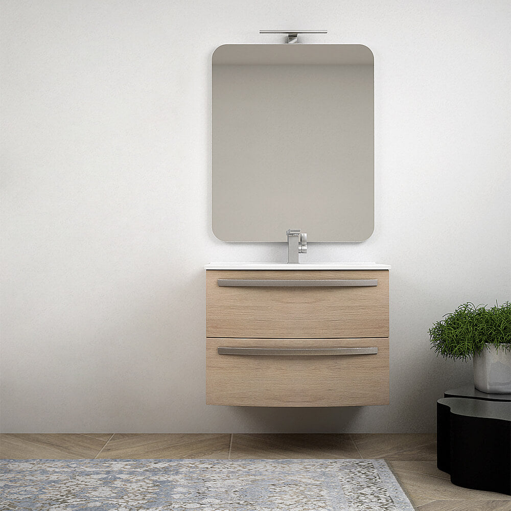 Mobile bagno rovere tabacco sospeso 75 cm design tondo - Berlino Arcshop