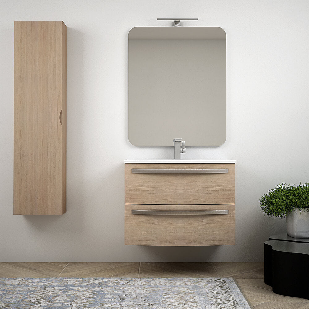 Mobile bagno rovere tabacco sospeso 75 cm design tondo - Berlino - Arcshop