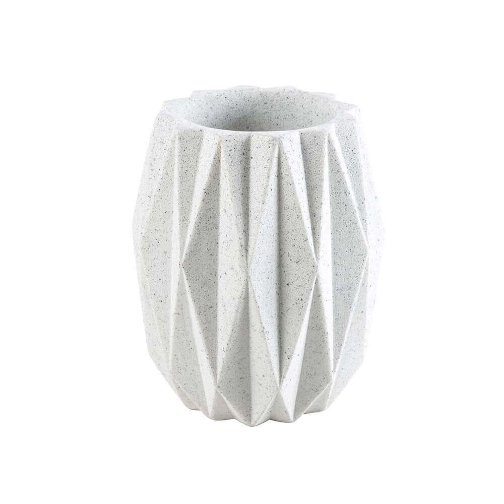 Set accessori da appoggio 4 pezzi Geo White di Cipì Dispenser Bicchiere Porta sapone e Scopino