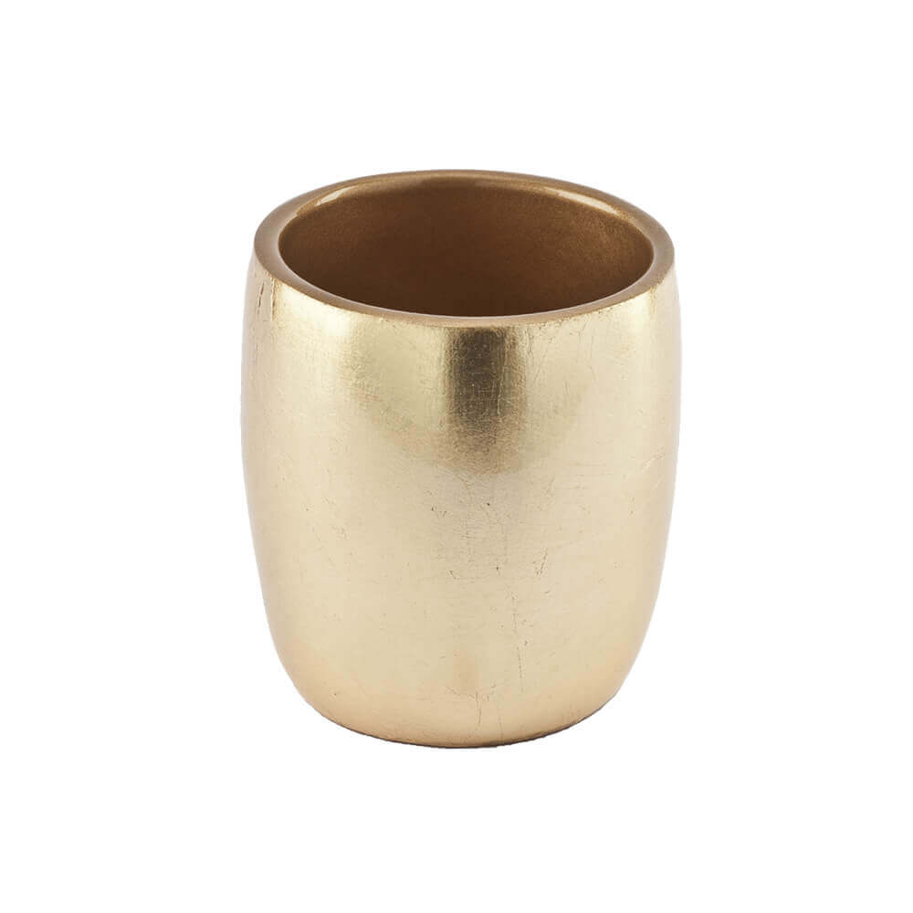 Set accessori bagno da appoggio 4 pezzi Dispenser Bicchiere Porta sapone e Scopino finitura foglia oro