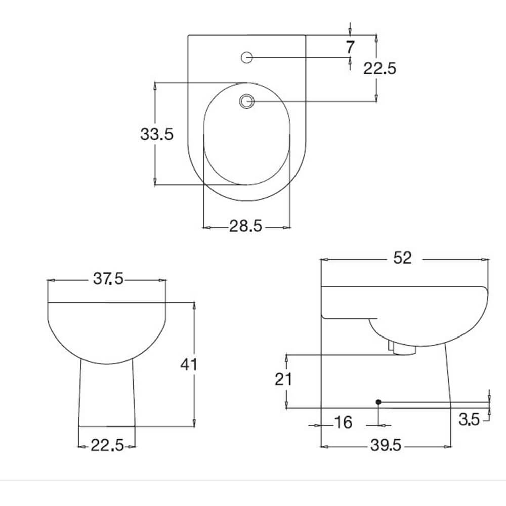 Bidet filo muro Calar ceramica bianca Arcshop