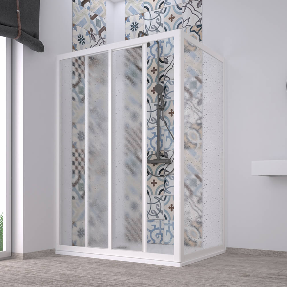 Cabina doccia 80x120 Acril con porta scorrevole e parete fissa Arcshop