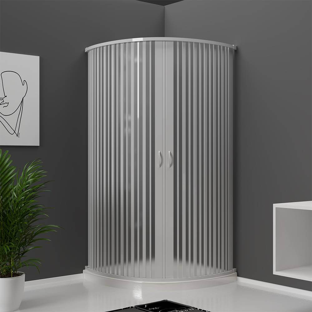 Cabina doccia 80 in PVC semicircolare riducibile chiusura centrale