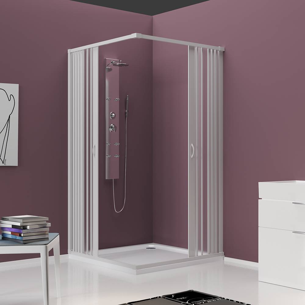 Box doccia 80x100 in PVC due lati angolare apertura centrale estensibile Arcshop