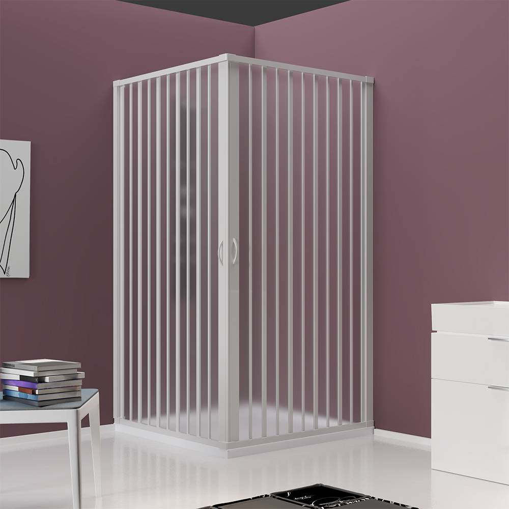 Box doccia 80x130 regolabile in PVC angolare due lati chiusura centrale