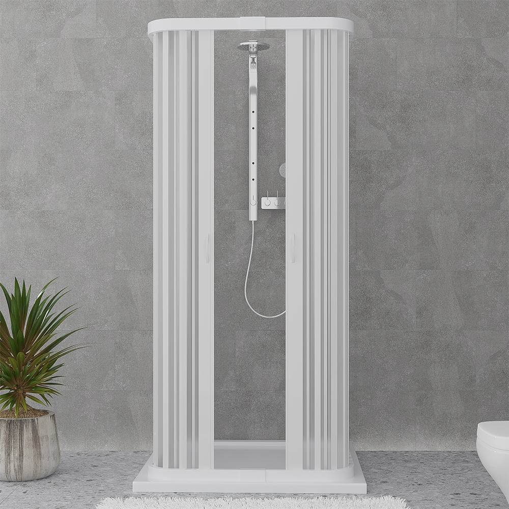 Cabina doccia 100x100x100 cm in PVC tre lati chiusura centrale regolabile Arcshop
