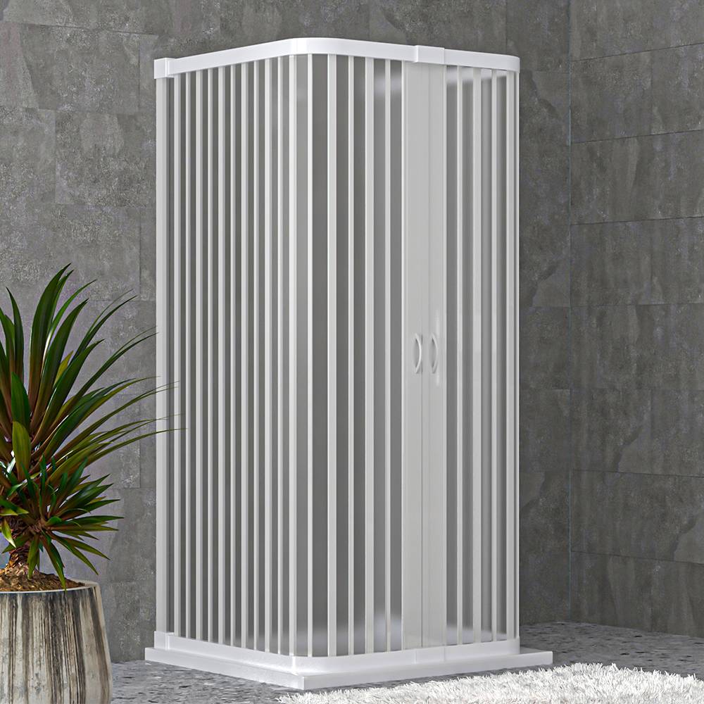 Cabina doccia 100x100x100 cm in PVC tre lati chiusura centrale regolabile Arcshop