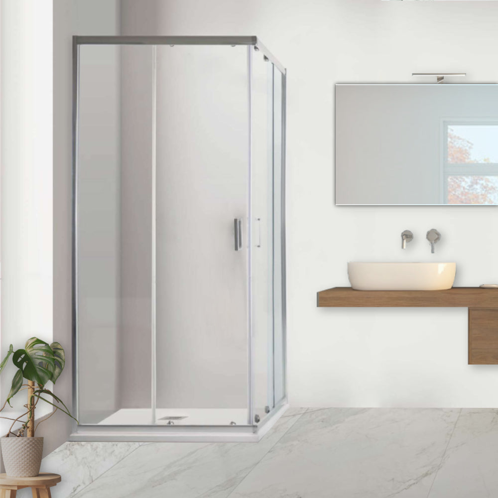 Box doccia 70X90 H195 da 6mm profilo in alluminio cromo e cristallo trasparente Arcshop