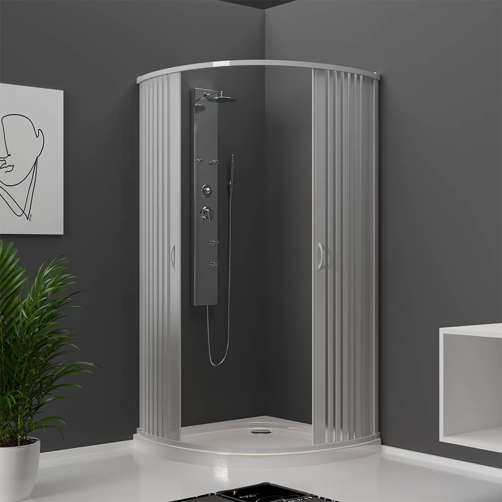 Cabina doccia 80 in PVC semicircolare riducibile chiusura centrale