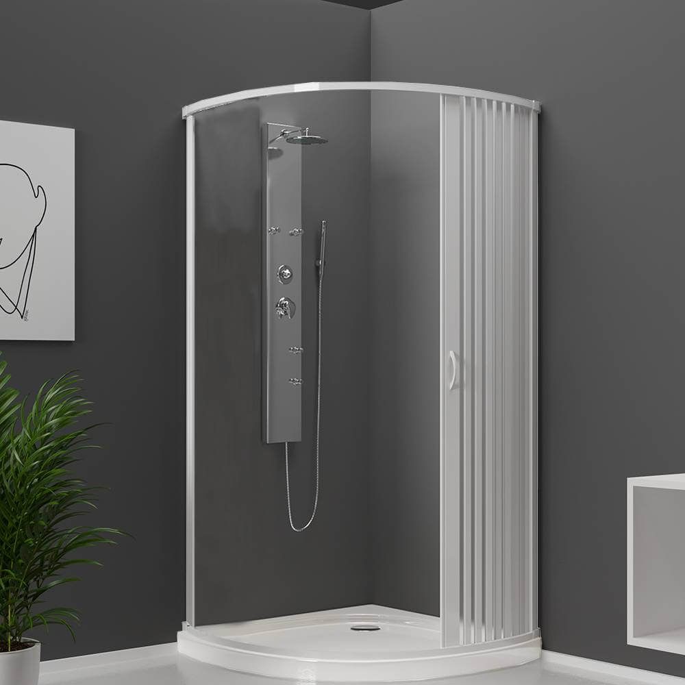 Cabina doccia 90 in PVC semicircolare riducibile chiusura laterale