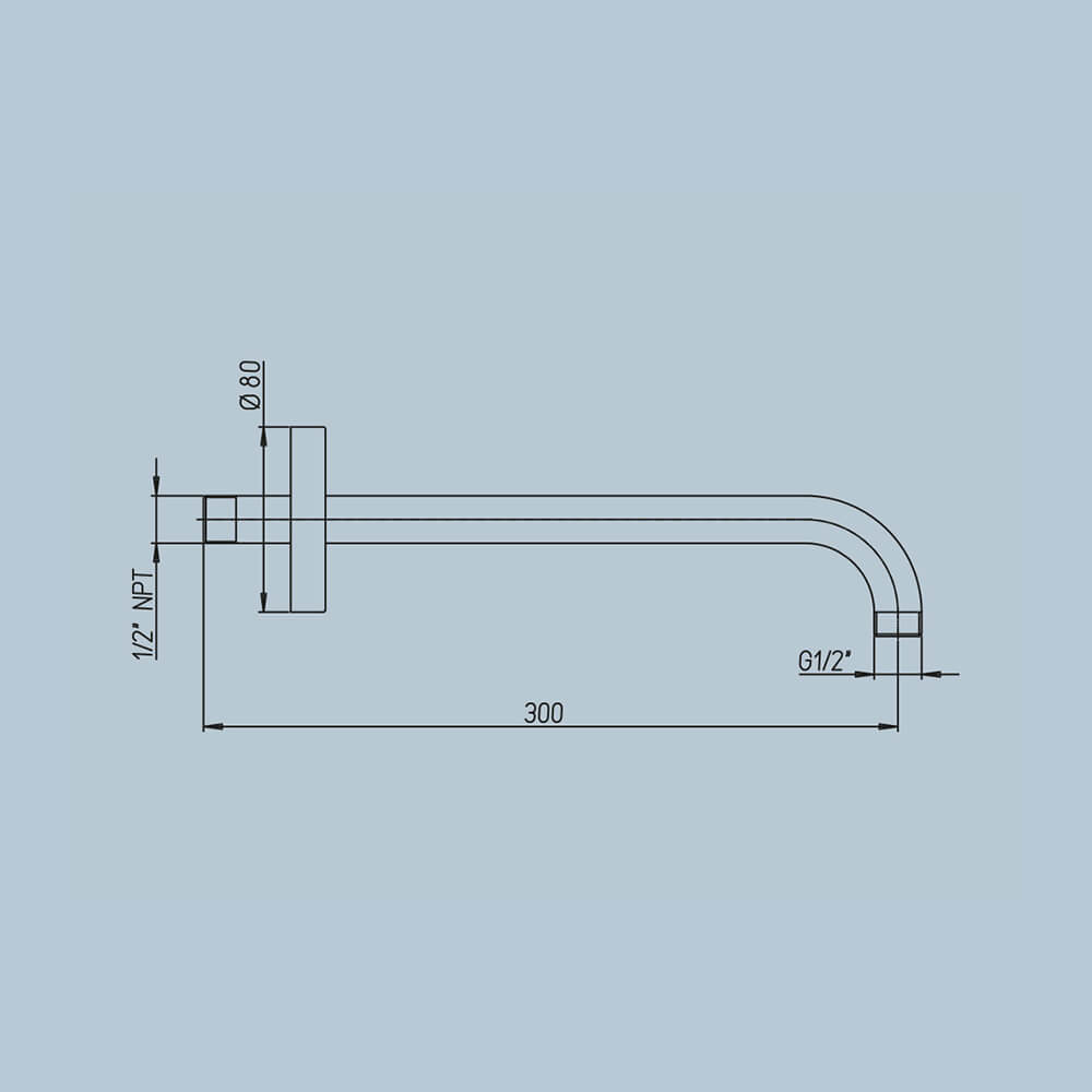 Braccio doccia a parete con fissaggio rinforzato Jacuzzi | rubinetteria tondo diametro 2,2 cm lunghezza 30 cm 1111071JA00