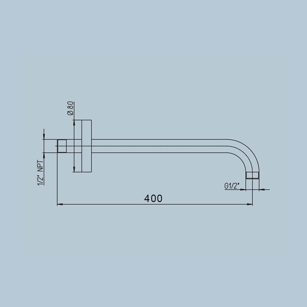 Braccio doccia a parete Jacuzzi | rubinetteria tondo con fissaggio rinforzato diametro 2,2 cm lunghezza 40 cm 1111073JA00 Arcshop