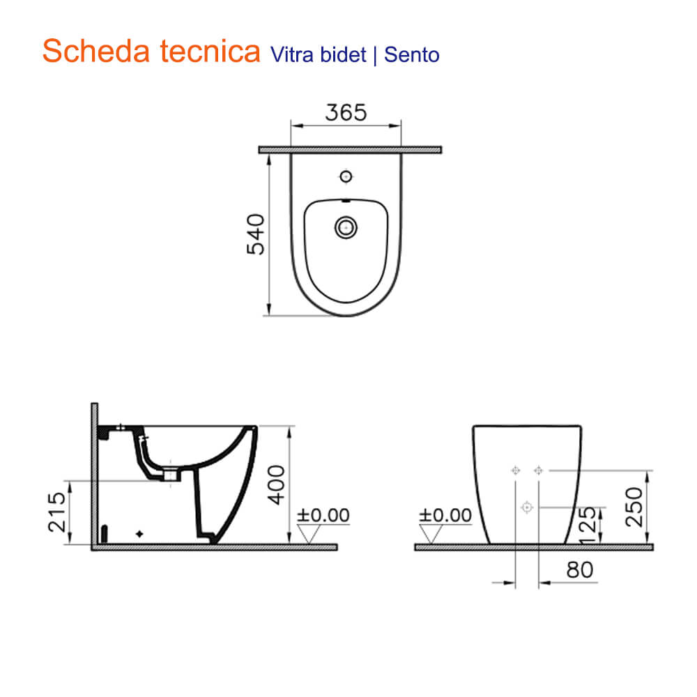Sanitari Vitra filo muro di colore bianco opaco e scarico rimless