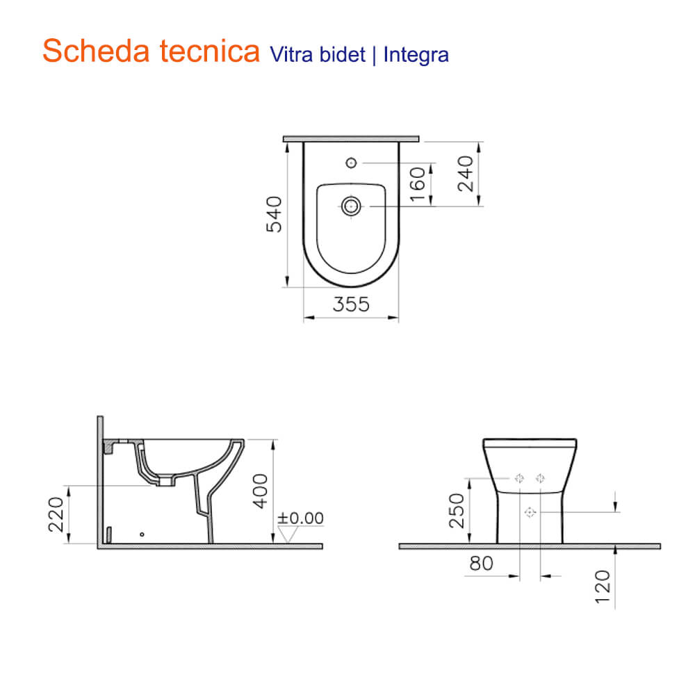 Bidet Integra di Vitra Integra a terra filo muro Arcshop