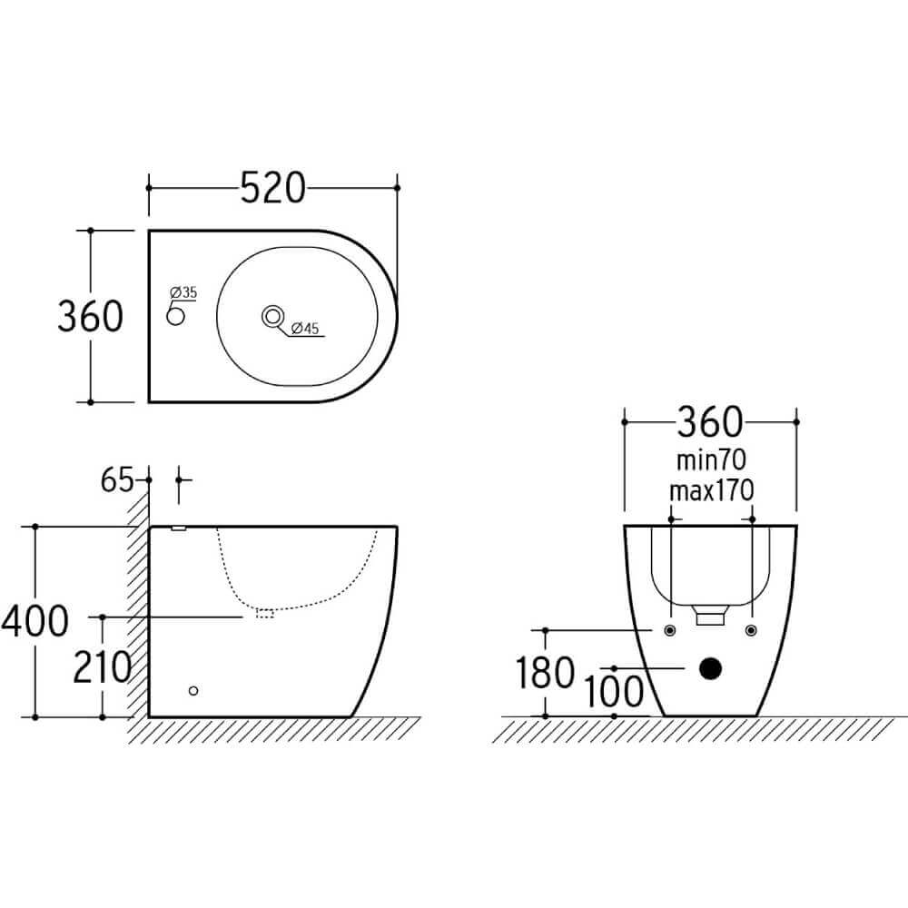 Bidet filo muro Alicante