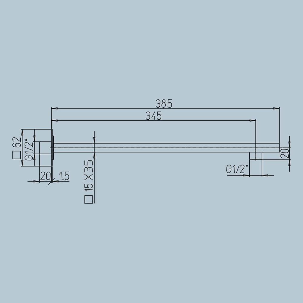 Braccio doccia a parete lunghezza 40 cm Jacuzzi | rubinetteria rettangolare 3,5x1,5 cm 1111078JA00 Arcshop