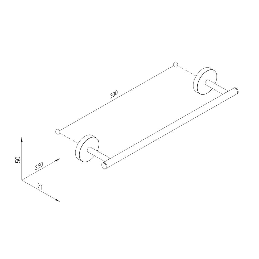 Porta asciugamani 30 cm acciaio Inox tondo Metaform Class fissaggio adesivo o con viti Arcshop