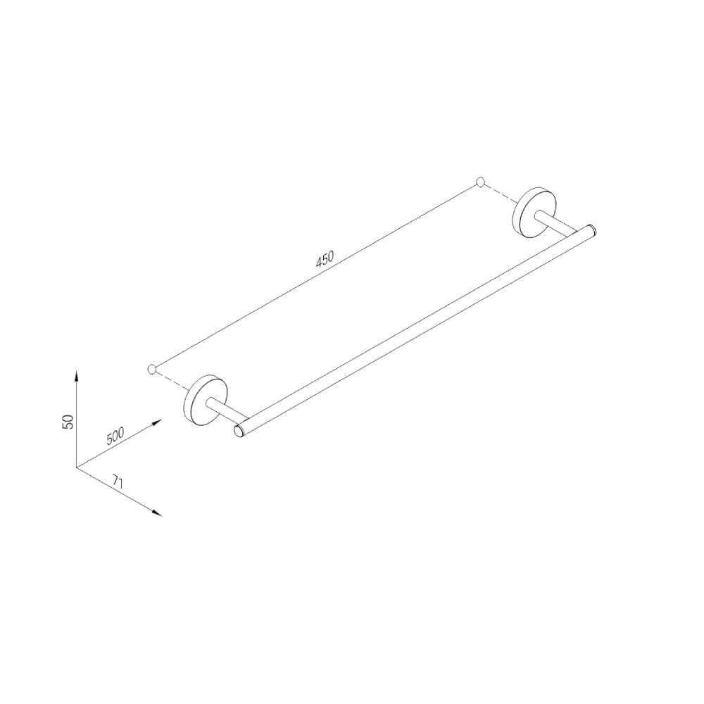 Porta asciugamani 45 cm acciaio Inox tondo Metaform Class fissaggio adesivo o con viti Arcshop