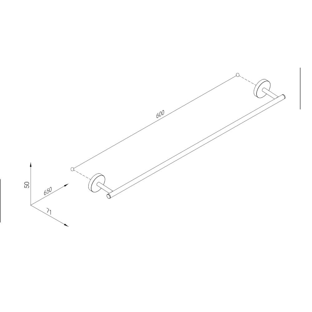 Porta asciugamani 60 cm acciaio Inox tondo Metaform Class fissaggio adesivo o con viti Arcshop