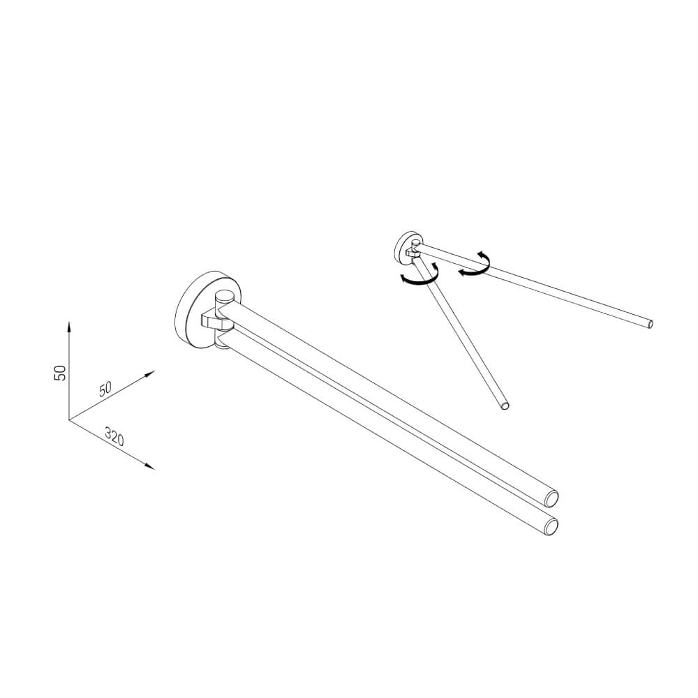 Porta asciugamani a snodo acciaio Inox tondo Metaform Class fissaggio adesivo o con viti Arcshop