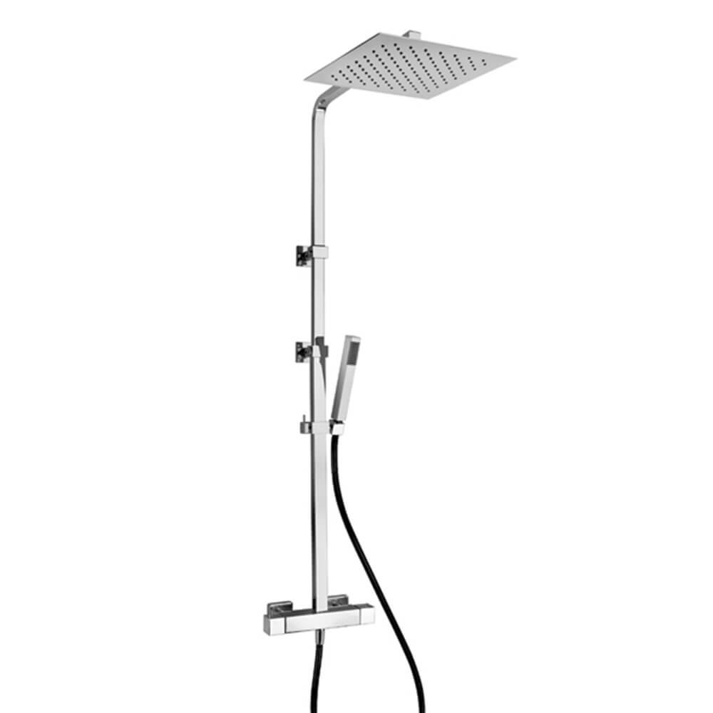 Colonna doccia Jacuzzi | rubinetteria Glint 96 soffione 25x25 cm con miscelatore termostatico ottone cromato 0IQ00199JA06
