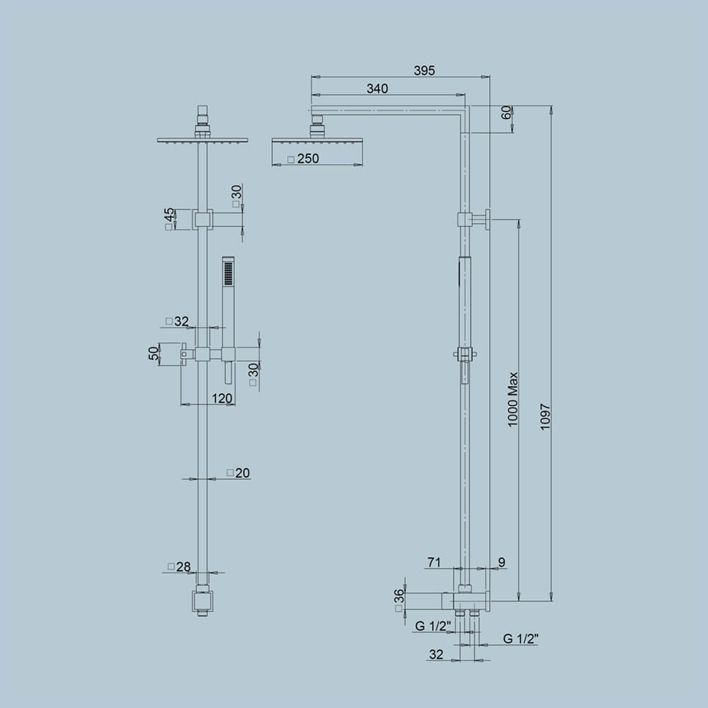 Colonna doccia saliscendi Jacuzzi COD 0IQ00846JA00 Arcshop