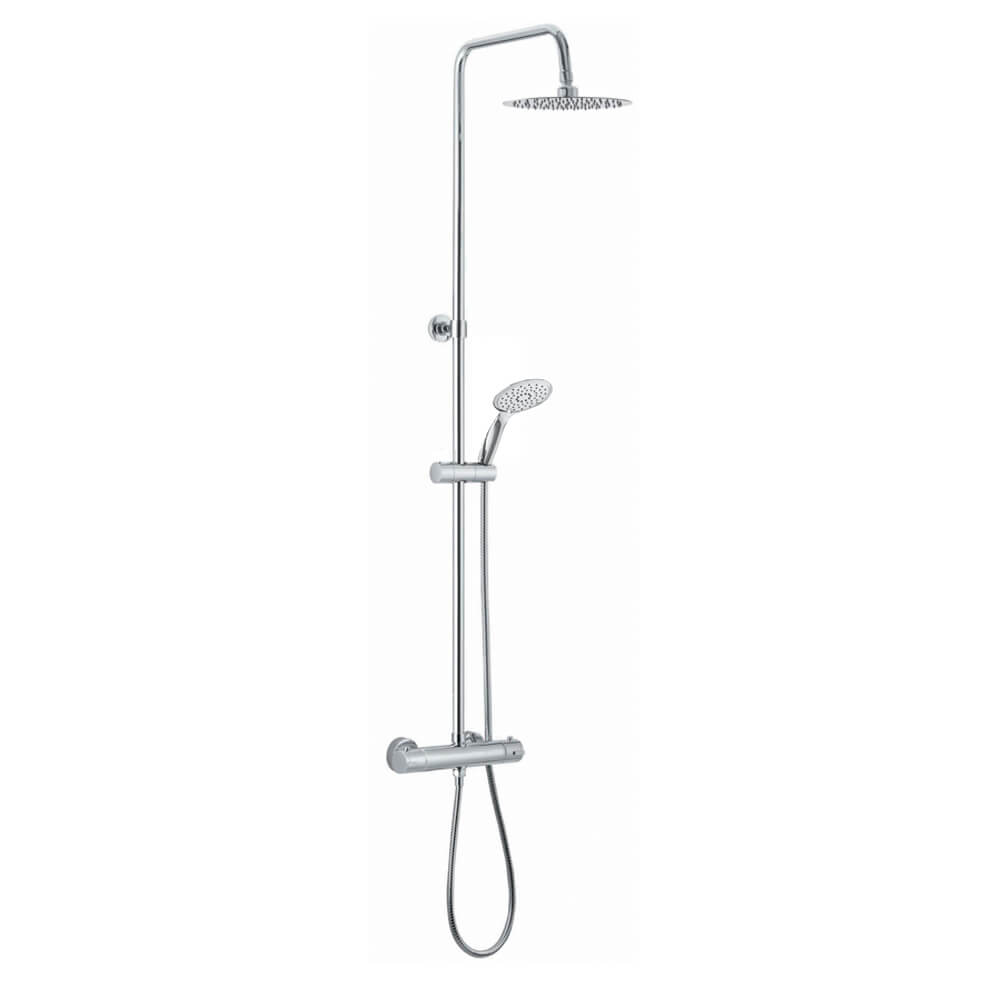 Colonna doccia tonda in acciaio regolabile con miscelatore termostatico doccetta 3 getti e soffione ultraslim 25 cm Arcshop