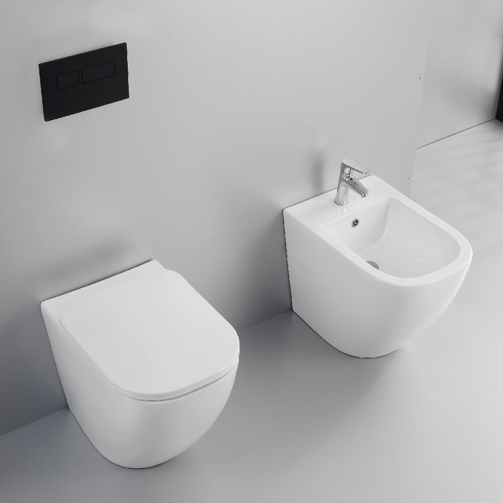 Coppia sanitari wc rimless e bidet filo muro Carpi - Arcshop