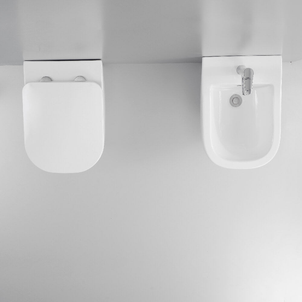 Coppia sanitari wc rimless e bidet filo muro Carpi - Arcshop
