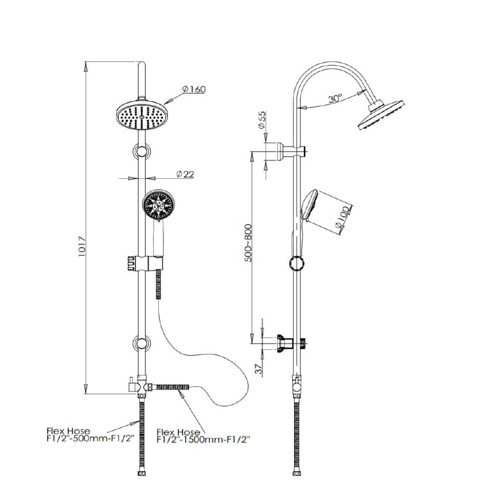 Colonna doccia Diego design tondo elegante e conveniente Arcshop