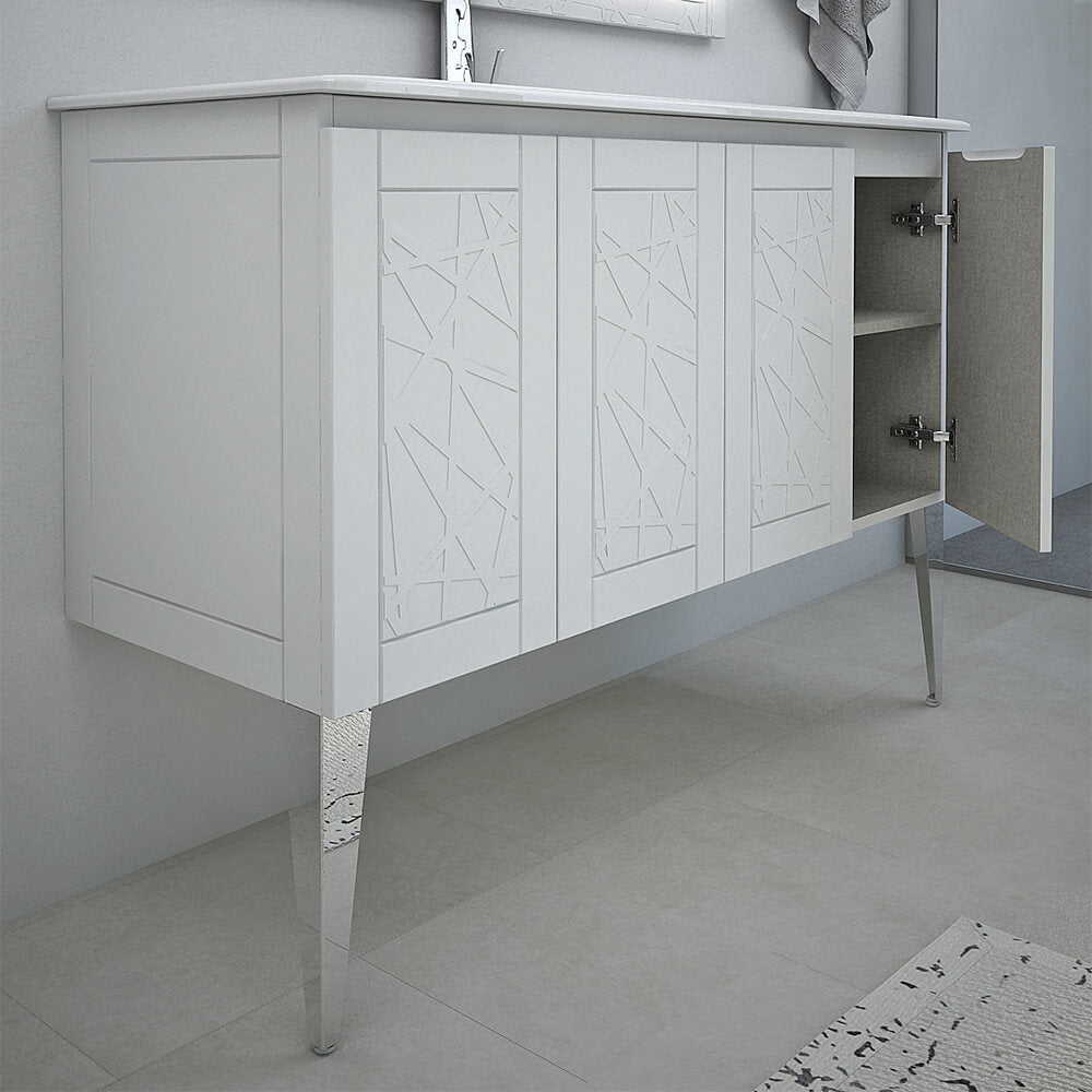 Mobile bagno Bianco opaco 120 cm con lavorazione a rilievo Denver Arcshop