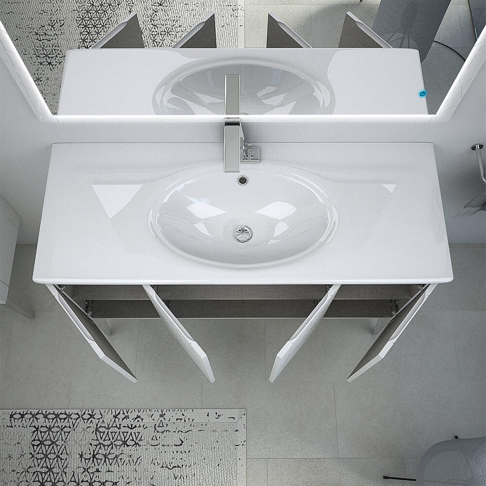 Mobile bagno Bianco opaco 120 cm con lavorazione a rilievo Denver Arcshop