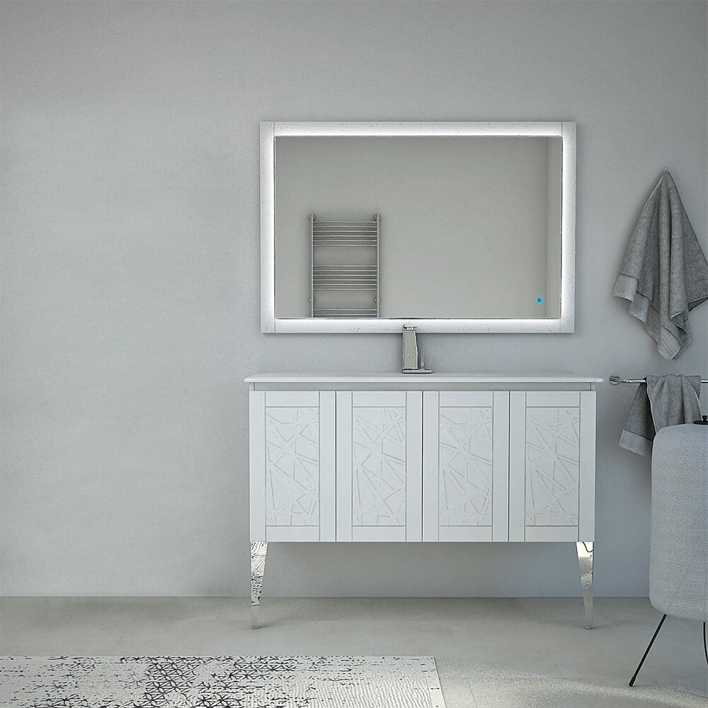 Mobile bagno Bianco opaco 120 cm con lavorazione a rilievo Denver