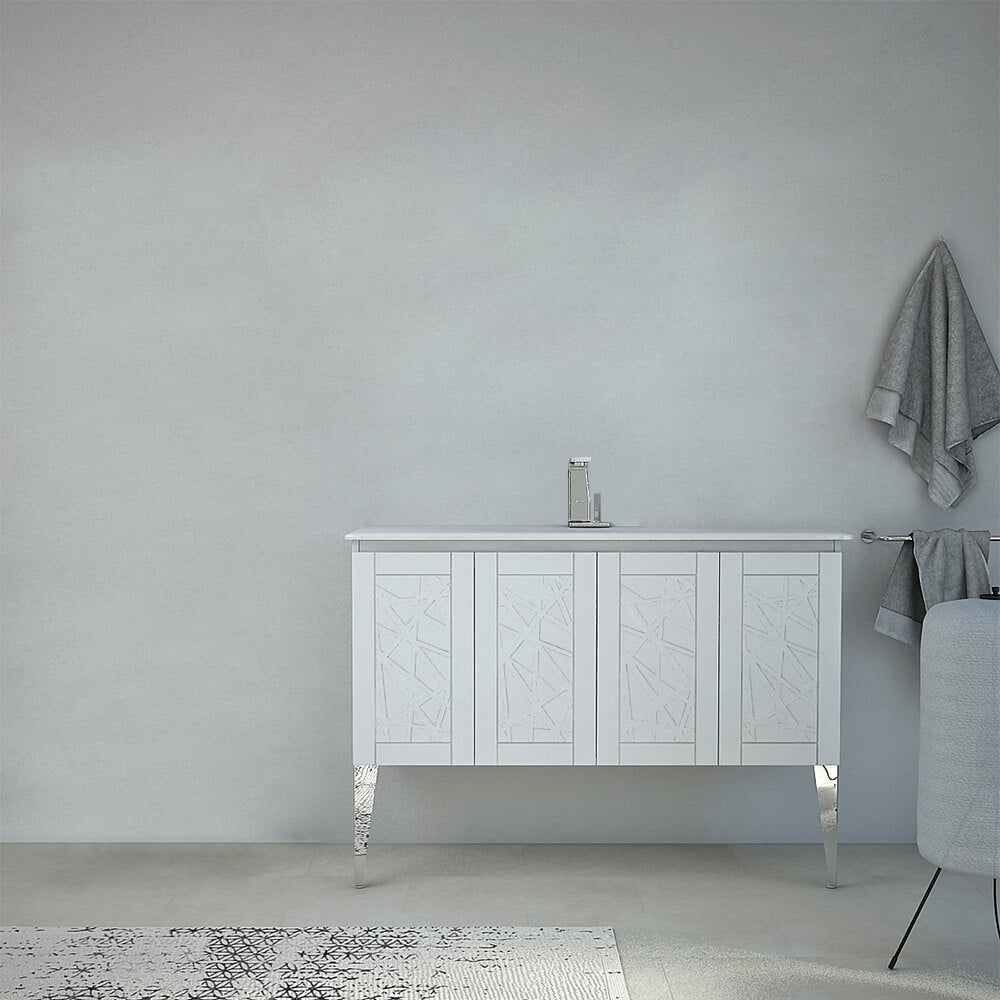 Mobile bagno Bianco opaco 120 cm con lavorazione a rilievo Denver Arcshop