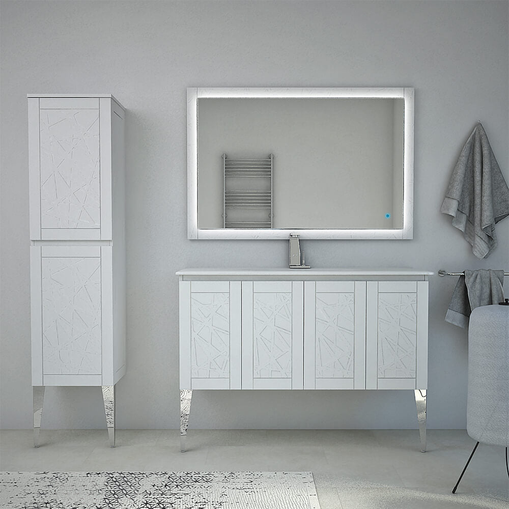 Mobile bagno Bianco opaco 120 cm con lavorazione a rilievo Denver Arcshop
