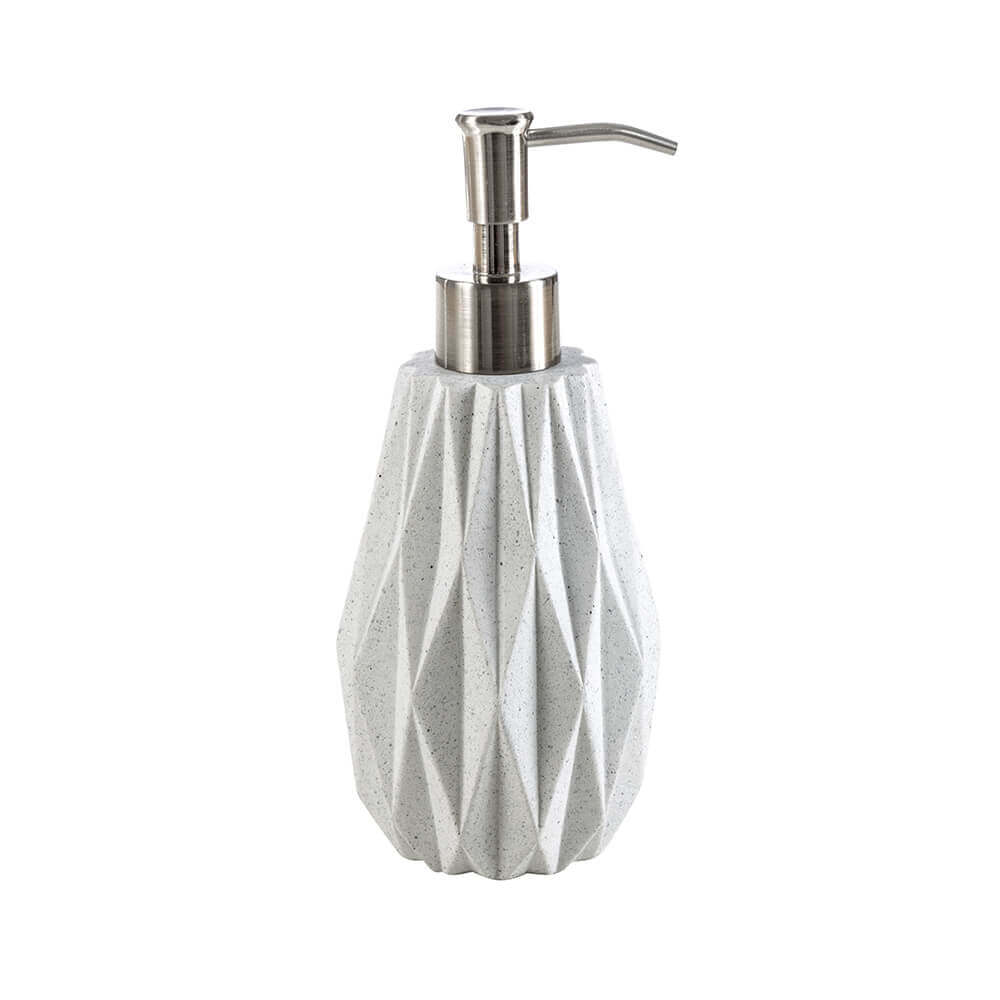 Set accessori da appoggio 4 pezzi Geo White di Cipì Dispenser Bicchiere Porta sapone e Scopino